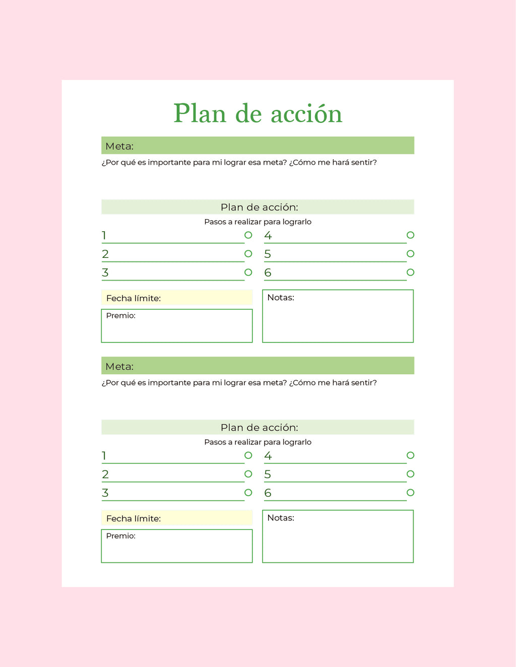 Planificador de Objetivos + Círculo de la Vida