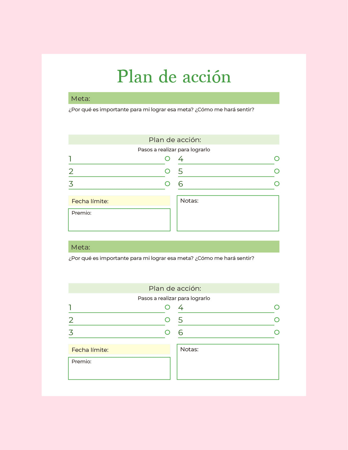 Planificador de Objetivos + Círculo de la Vida