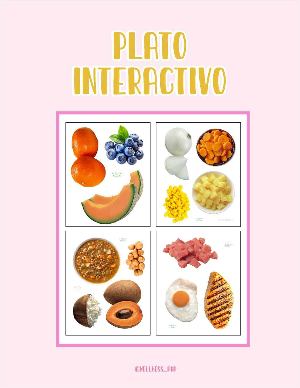 Plato interactivo con réplicas de alimentos en tamaño real 🍎🥦
